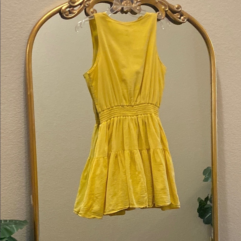 Universal Thread Yellow Pleated Tie Front Cotton Dress Size L - Picture 7 of 12